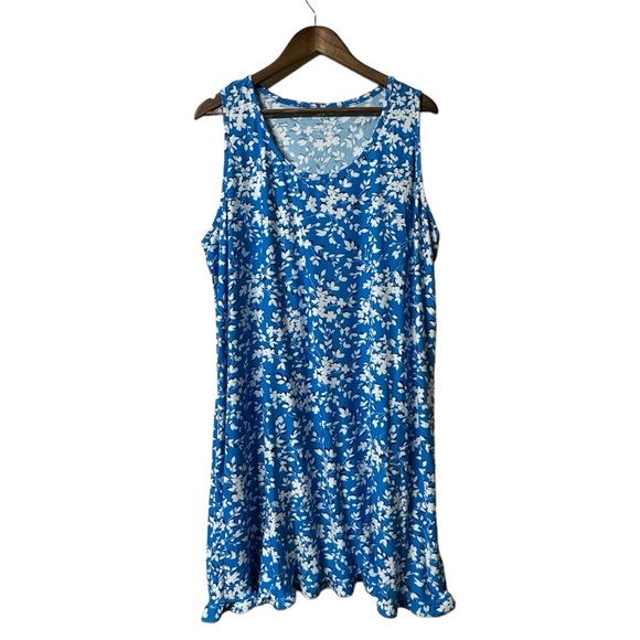 Draper James Dresses & Skirts - Draper James Sleeveless Floral‎ Dress Blue White Womens Size XXL/XXXL Ruffle Hem